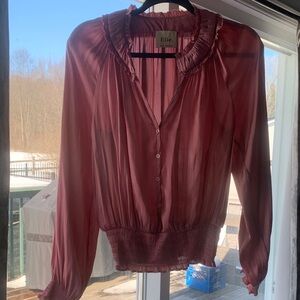 Elie Tahari Dusty Rose Ruffled Button-Front Blouse